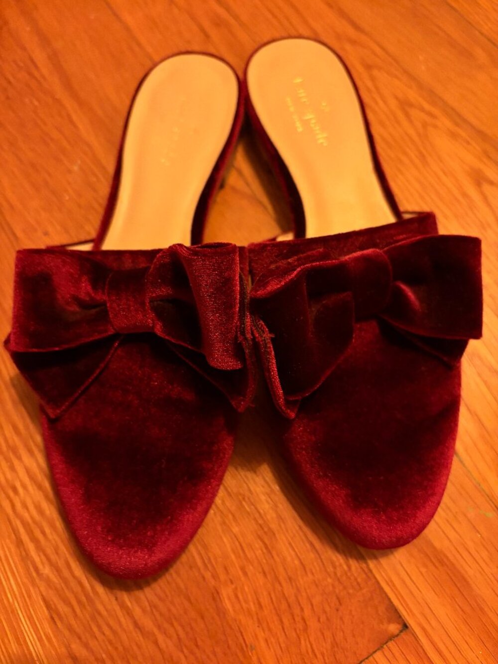 Kate Spade Bordeaux Madra Velvet Bow Mule Slip On Flats